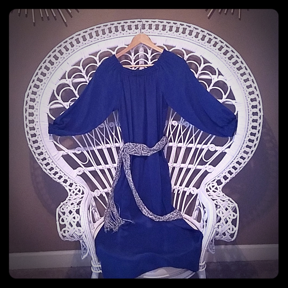 Brand new size 2 blue silk belted Foundrae dress